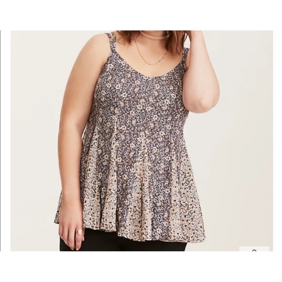 Torrid‎ Floral Tank Top Criss Cross Back Sleeveless Babydoll Plus Size - Picture 1 of 7